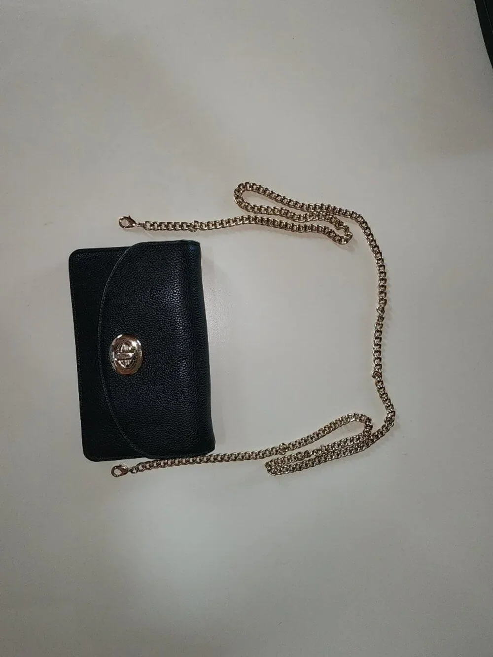 Coach Black Crossbody Clutch with Removeable Gold Chain